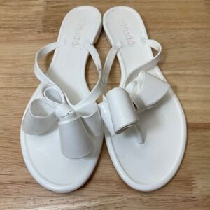 Mudd Womens White Jelly Bow Flip Flop Sandals Size 8.5